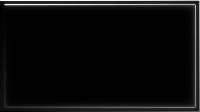 glowing neon light in rectangle shape as frame for video background. White animation bar in oposite direction.