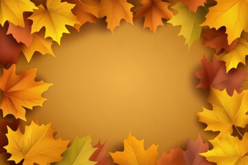 Autumnal Maple Leaf Frame for Seasonal Greetings and Festive Designs Warm Tones and Inviting Atmosphere Ideal for Fall Celebrations and Creative Projects