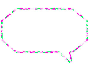 ステンドグラス風吹き出し　三角形模様　細長い八角形