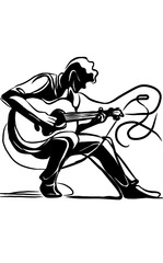 vector illustration of a singing and guitaris