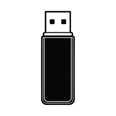 Black silhouette of a USB flash drive vector Art & Illustration