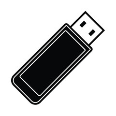 Black silhouette of a USB flash drive vector Art & Illustration