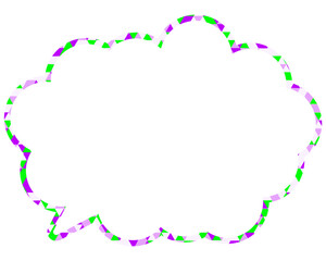 ステンドグラス風吹き出し　三角形模様　丸みのある雲形