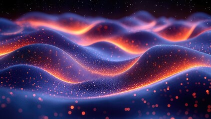 Obraz premium Abstract digital landscape of glowing particles.