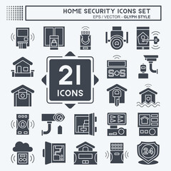 Icon Set Home Security. related to Education symbol. glyph style