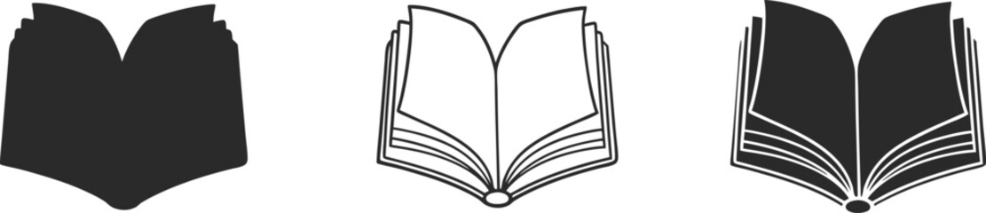 Fototapeta premium book vector silhouette, black book icon, open book vector art design.