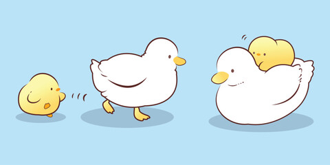 Cute Duck With Cubs Design