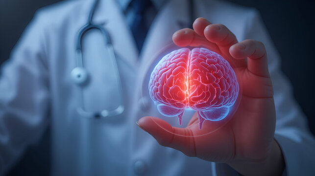 Doctor holding in hand Brain Stroke