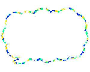 ステンドグラス風吹き出し　三角形模様　細長い雲形
