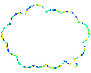 ステンドグラス風吹き出し　三角形模様　丸みのある雲形