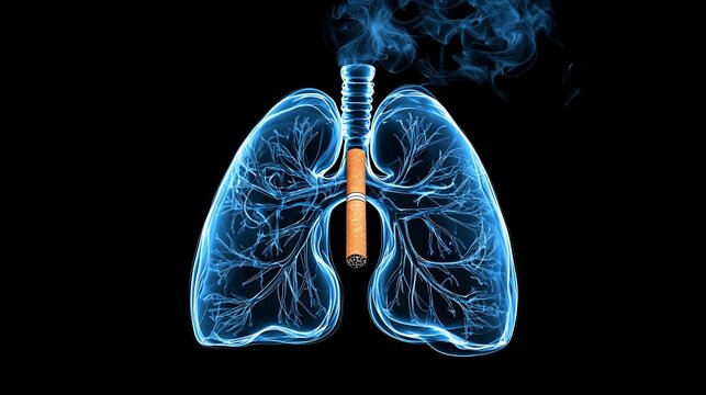 Lungs affected by cigarette smoking