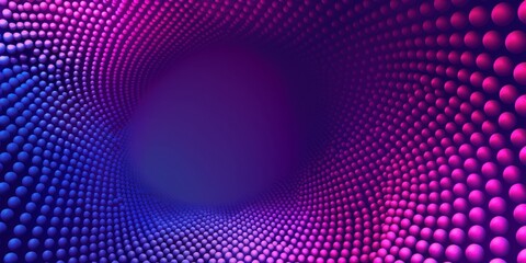 Obraz premium abstract tunnel made of concentric rows of spheres in gradient pink and blue colors creating a vortex effect with dark center and vibrant glowing edges