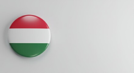 Naklejka premium Hungary Flag abstract Circle pin symbol badge isolated on grey white studio background