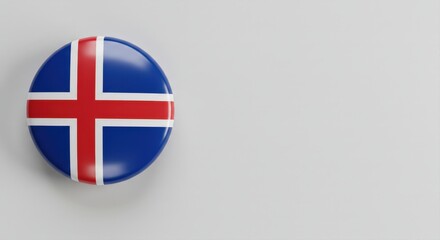 Iceland Flag abstract Circle pin symbol badge isolated on grey white studio background