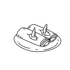 Lumpia indonesian snack food line art