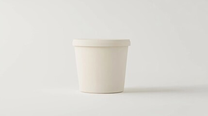 Simple, cream-colored, disposable ice cream container