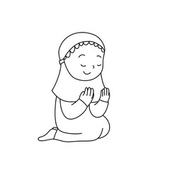 Pray Kids Line Art for coloring page