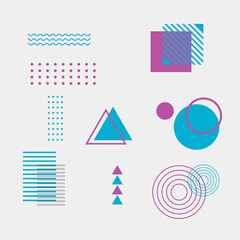 Collection of memphis vector designs for banners, leaflets, posters and social media