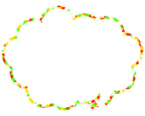ステンドグラス風吹き出し　三角形模様　丸みのある雲形