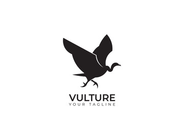 Vulture bird logo silhouette design, vulture bird silhouette with simple design, flat vector illustration template