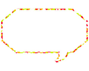 ステンドグラス風吹き出し　三角形模様　細長い八角形