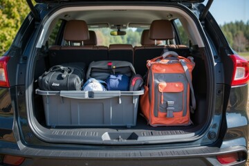 Organized cargo area of a modern SUV.