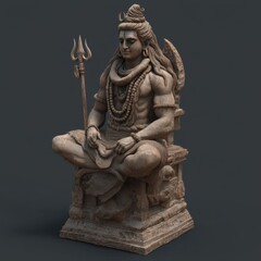 Fototapeta premium Serene stone sculpture of Shiva in meditative pose spirituality and ancient wisdom captured in detailed carving against a dark background showcasing intricate details and artistic style