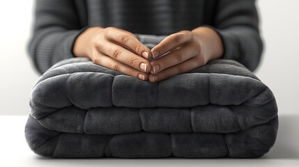 Fototapeta premium Holding Folded Plush Blanket Comfortably Soft and Relaxing