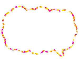ステンドグラス風吹き出し　三角形模様　細長い雲形