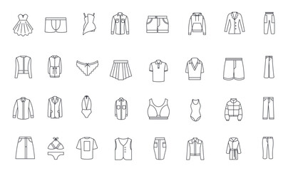 Filled Outline Clothing Icons Vector. editable	