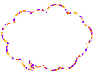 ステンドグラス風吹き出し　三角形模様　丸みのある雲形
