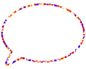 ステンドグラス風吹き出し　三角形模様　丸形