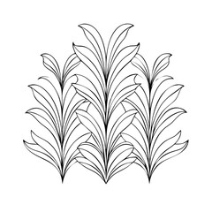 Vector gold leaves on white background isolated. Wavy drawn line branches, nature, plants luxury design elements.Modern floral art deco seamless pattern. Vector damask illustration with leaves.
