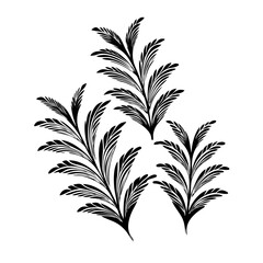Fototapeta premium Vector gold leaves on white background isolated. Wavy drawn line branches, nature, plants luxury design elements. Modern floral art deco seamless pattern. Vector damask illustration with leaves. 