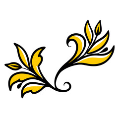 Fototapeta premium Vector gold leaves on white background isolated. Wavy drawn line branches, nature, plants luxury design elements. Modern floral art deco seamless pattern. Vector damask illustration with leaves. 