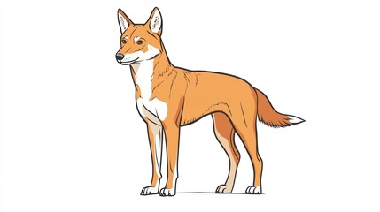 Fototapeta premium Australian dingo, profile view, wildlife illustration
