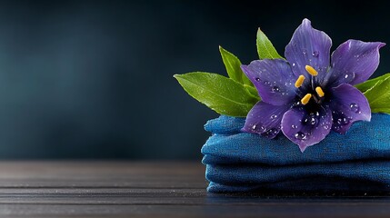 Fototapeta premium Purple flower closeup dark background serenity nature photography