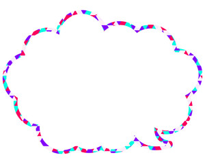 ステンドグラス風吹き出し　三角形模様　丸みのある雲形