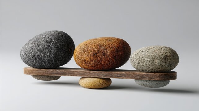 Three balls on wooden board symbolizing algorithmic wealth redistribution models in financial management concepts