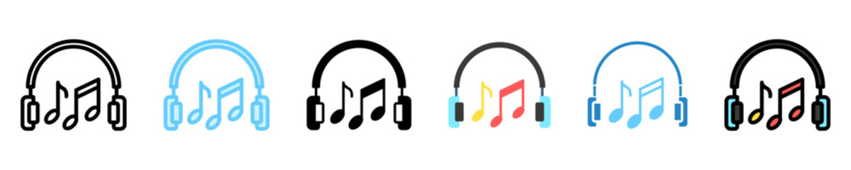 Headphones multi style, mini illustration icon. use for modern concept, print, UI, UX kit, web and app development. Vector EPS 10, related to entertainment, festival, funfair and hobbies