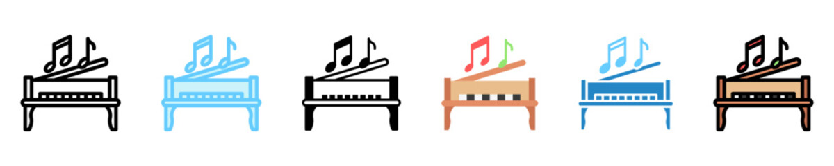 Piano multi style, mini illustration icon. use for modern concept, print, UI, UX kit, web and app development. Vector EPS 10, related to entertainment, festival, funfair and hobbies