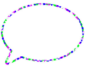 ステンドグラス風吹き出し　三角形模様　丸形