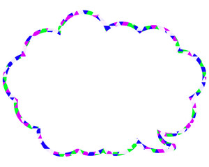 ステンドグラス風吹き出し　三角形模様　丸みのある雲形