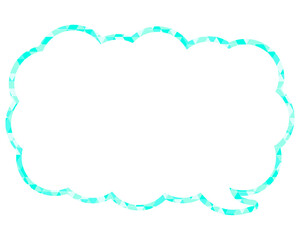 ステンドグラス風吹き出し　三角形模様　細長い雲形