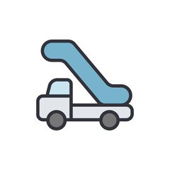Escalator truck colored icons, minimalist vector illustration ,simple transparent graphic element .Isolated on white background