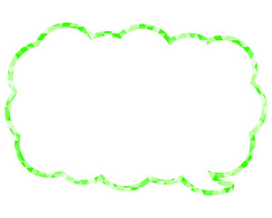 ステンドグラス風吹き出し　三角形模様　細長い雲形