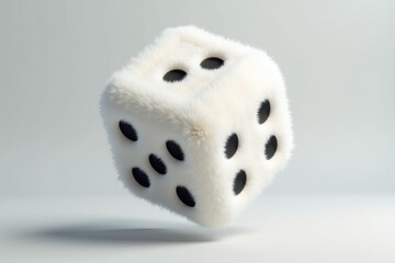 Fluffy, white dice floating against a neutral background. 3D Emoji