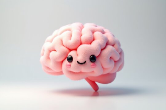Cute and playful cartoon brain with a smiling face. 3D Emoji
