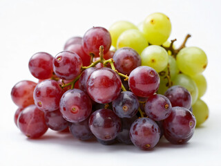 Fototapeta premium Bunch of fresh grapes in various colors on a white background