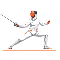Fototapeta premium Dynamic Fencing Athlete in Lunging Pose – Stylized Vector Illustration with Rapier Sword and Energetic Movement